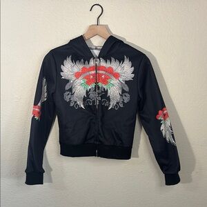 Black Hoodie with Floral Design